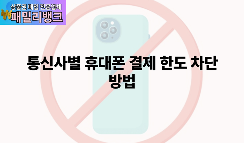 통신사별 휴대폰 결제 한도 차단 방법 